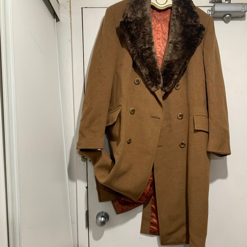 VINTAGE STOLLERY'S WOOL DOUBLE BREAST TRENCH COATS SIZE L - Picture 2 of 15